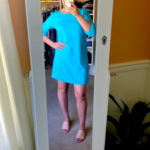 Silk material baby blue shift dress